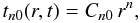 \begin{equation} t_{n0}(r,t) = C_{n0}\,r^n , \label{tno} \end{equation}