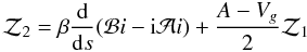 \begin{equation} {\cal Z}_2=\beta{\rd\over\rd s}({\cal B}i-{\rm i}{\cal A}i)+{A-V_g\over2}{\cal Z}_1 \end{equation}