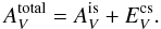 \begin{equation} \label{Atot2} A^{\rm total}_{V}= A^{\rm is}_{V}+ E^{\rm cs}_{V}. \end{equation}
