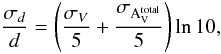 \appendix \setcounter{section}{1} \begin{equation} \frac{\sigma_{d}}{d}=\left(\frac{\sigma_{V}}{5} + \frac{\sigma_{\rm A^{\rm total}_{V}}}{5}\right)\ln10, \label{deltad1} \end{equation}