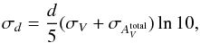 \appendix \setcounter{section}{1} \begin{equation} \sigma_{d}=\frac{d}{5} (\sigma_{V}+\sigma_{A^{\rm total}_V})\ln10, \label{deltad2} \end{equation}
