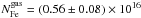 \hbox{$N_{\rm Fe}^{\rm gas}=(0.56\pm0.08)\times10^{16}$}