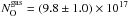 \hbox{$N_{\rm O}^{\rm gas}=(9.8\pm1.0)\times10^{17}$}