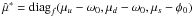\hbox{$\hat\mu^*={\rm diag}_f(\mu_u-\omega_0,\mu_d-\omega_0,\mu_s-\phi_0)$}