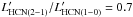\hbox{$L'_{\rm HCN(2-1)}/L'_{\rm HCN(1-0)} = 0.7$}