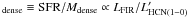 \hbox{$_{\rm dense} \equiv {\rm SFR}/M_{\rm dense} \propto L_{\rm{FIR}}/L'_{\rm{HCN(1-0)}}$}