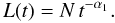 \appendix \setcounter{section}{1} \begin{equation} L(t)=N\,t^{-\alpha_1}. \end{equation}