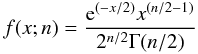 \appendix \setcounter{section}{2} \begin{equation} f(x;n) = \frac{{\rm e}^{(-x/2)} x^{(n/2-1)}}{2^{n/2}\Gamma(n/2)} \label{stat.1} \end{equation}