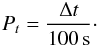 \appendix \setcounter{section}{1} \begin{equation} \label{equ:pt} P_t = \frac{\Delta t}{100\textrm{\,s}}\cdot \end{equation}