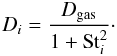 \appendix \setcounter{section}{1} \begin{equation} D_i = \frac{D_\mathrm{gas}}{1+{\rm St}_i^2}\cdot \end{equation}