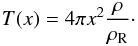 \begin{equation} T(x) = 4\pi x^2 \frac{\rho}{\rhoref}\cdot \label{eq:target} \end{equation}