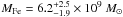 \hbox{$M_{\rm Fe} = 6.2^{+2.5}_{-1.9}\times 10^{9}~M_\odot$}