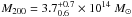 \hbox{$M_{200} = 3.7_{0.6}^{+0.7} \times 10^{14}~M_\odot$}