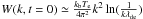 \hbox{$W(k, t=0)\simeq \frac{k_{\rm b} T_{\rm e}}{4 \pi^2}{k^2\ln(\frac{1}{k\lambda_{\rm de}})}$}