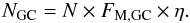 \begin{equation} \label{eq:N} N_{\rm GC}=N\times F_{\rm M,GC} \times \eta. \end{equation}