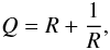 \begin{equation} Q = R + \frac{1}{R}, \label{eqn:qr} \end{equation}