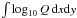 \hbox{$\int\log_{10}Q\,{\rm d}x{\rm d}y$}