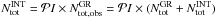 \hbox{$N^{\rm INT}_{\rm tot} = {\mathcal PI} \times N^{\rm GR}_{\rm tot,obs} = {\mathcal PI} \times (N^{\rm GR}_{\rm tot} + N^{\rm INT}_{\rm tot})$}