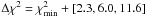 \hbox{$\Delta\chi^2 = \chi^2_{{\rm min}}+[2.3, 6.0, 11.6]$}