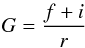 \begin{displaymath} G = \frac{f + i}{r} \end{displaymath}
