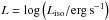 \hbox{$L=\log\left(L_{\rm iso} / \mathrm{erg\,s^{-1}}\right)$}
