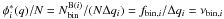 \hbox{$\phi^{*}_i(q)/N=N_{\rm bin}^{{\rm B}(i)}/(N \Delta q_i)=f_{{\rm bin}, i}/\Delta q_{i}=\nu_{{\rm bin}, i}$}