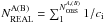 \hbox{$N_{\rm REAL}^{\rm A (B)}=\sum_{1}^{N_{\rm OBS}^{A, (B)}}{1/c_{\rm i}}$}