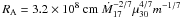 \hbox{$R_{\rm A} =3.2\times 10^8 ~{\rm cm}~ \dot{M}^{-2/7}_{17} \mu^{4/7}_{30} m^{-1/7}$}