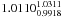 \hbox{$1.0110_{0.9918}^{1.0311}$}