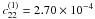 \hbox{$c_{22}^{(1)}=2.70\times10^{-4}$}