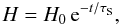 \begin{equation} \label{eq:H} H = H_0\,{\rm e}^{-t/\tau_{\rm S}} , \end{equation}