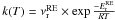 \hbox{$k(T)=\nu_{\rm r}^{\rm RE}\times\exp{\frac{-E_{\rm r}^{\rm RE}}{RT}}$}