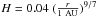 \hbox{$H = 0.04~ (\frac {r}{1~\rm AU})^{9/7}$}