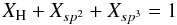 \appendix \setcounter{section}{2} \begin{equation} X_{\rm H} + X_{sp^2} + X_{sp^3} = 1 \end{equation}