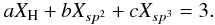 \appendix \setcounter{section}{2} \begin{equation} aX_{\rm H} + bX_{sp^2} + cX_{sp^3} = 3. \end{equation}