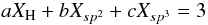 \begin{equation} aX_{\rm H} + bX_{sp^2} + cX_{sp^3} = 3 \end{equation}