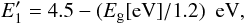 \begin{equation} E_1^\prime = 4.5-(E_{\rm g}{\rm [eV]}/1.2) \ \ {\rm eV}, \label{eq_k_lowE_E1p} \end{equation}