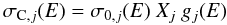 \begin{equation} \sigma_{{\rm C},j}(E) = \sigma_{0,j}(E) \ X_j \ g_j(E) \label{eq_sigma_C} \end{equation}