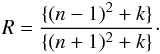 \begin{equation} R = \frac{\{ (n-1)^2 + k\}}{\{(n+1)^2 + k\}}\cdot \label{eq_reflectance} \end{equation}