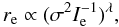 \begin{equation} r_{\rm e}\propto (\sigma^{2}I_{\rm e}^{-1})^{\lambda}, \end{equation}