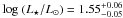 \hbox{${\rm{log}}\ (L_{\star}/L_{\odot}) = 1.55^{+0.06}_{-0.05}$}