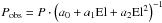\hbox{$P_{\rm obs}=P\cdot\left(a_0+a_1{\rm El}+a_2{\rm El}^2\right)^{-1}$}