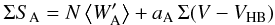\appendix \setcounter{section}{1} \begin{eqnarray*} \Sigma S_{{\rm A}}=N\left\langle W_{{\rm A}}^{\prime}\right\rangle +a_{{\rm A}}\,\Sigma(V-V_{{\rm HB}}) \end{eqnarray*}