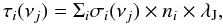 \begin{equation} \tau_{i}(\nu _{j}) = \Sigma_{i} \sigma_{i}(\nu_{j}) \times n_{i} \times \lambda_{\rm J} , \label{taaau} \end{equation}
