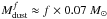\hbox{$M_{\rm{dust}}^f \approx f \times 0.07~M_{\odot}$}