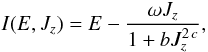 \begin{equation} \label{I} I(E,J_z)= E -\frac{\omega J_z}{1 +b J_z^{2\,c}}, \end{equation}