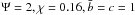 \hbox{$\Psi=2,\chi=0.16,\bar{b}=c=1$}
