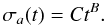 \begin{equation} \sigma_a(t) = C t^B. \end{equation}