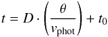 \begin{equation} t = D \cdot \left ( \theta \over v_\mathrm{phot} \right ) + t_0 \label{eq-4} \end{equation}
