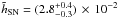 \hbox{$\tilde{h}_{\mathrm{SN}} = (2.8^{+0.4}_{-0.3})\,\times\,10^{-2}$}